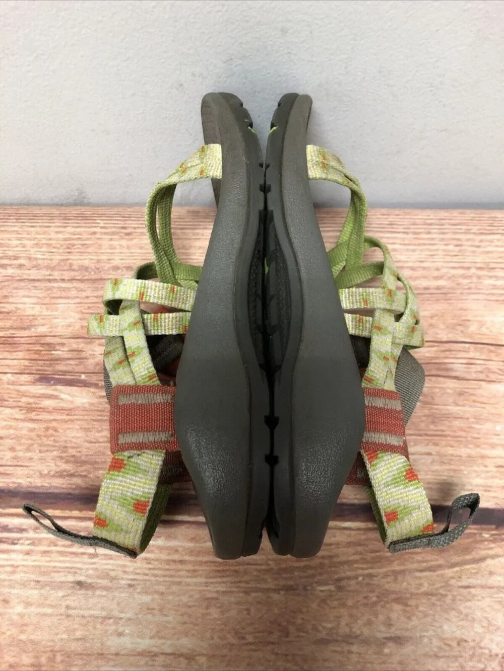 Chaco Kids Girls 13 ZX1 Ecotread Green/Orange Hiking Sport Sandals